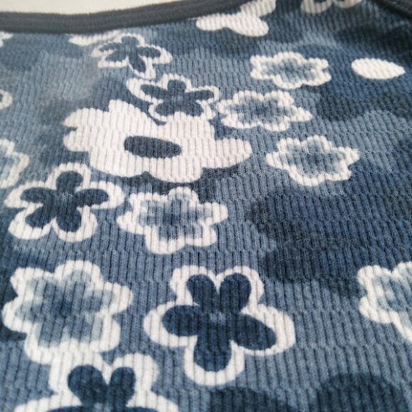 AQUA BLUES Vintage Baby Tee Y2K Ribbed Daisy Retro Floral Crop Top Blue Cami S - Picture 3 of 6